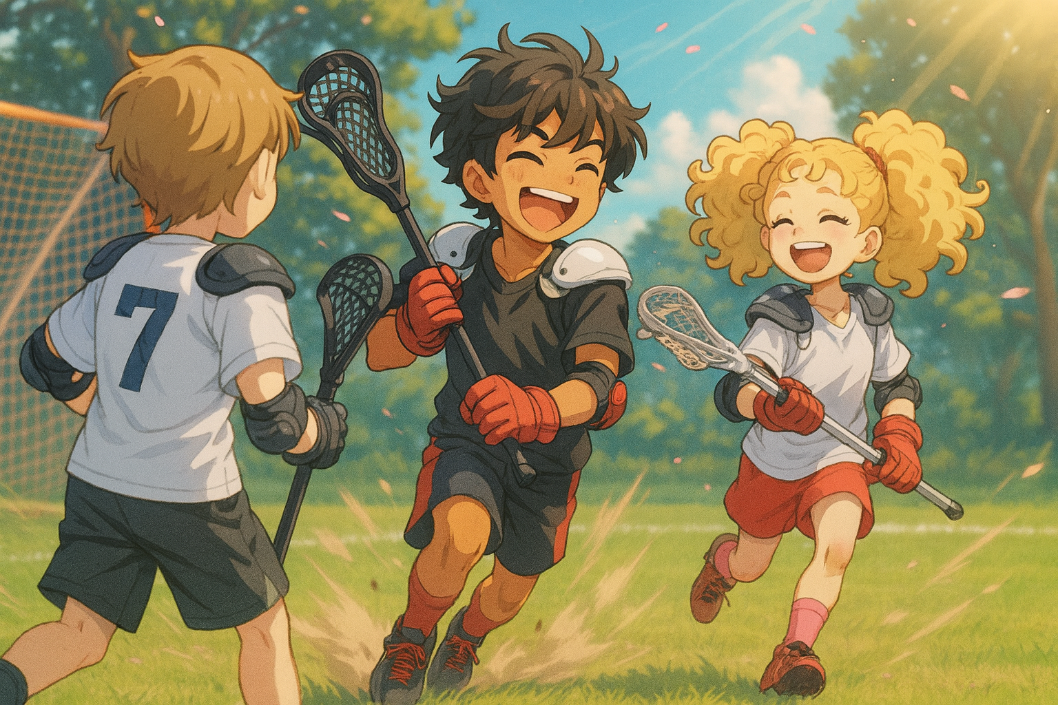 Kids playing non-contact lacrosse